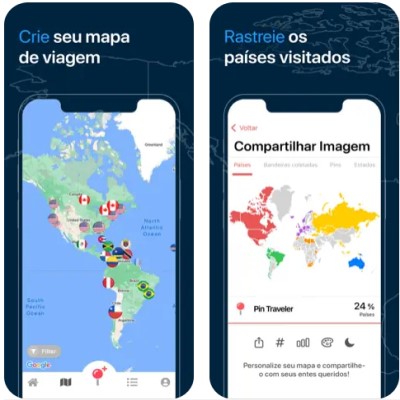 Pin Traveler: Mapa de Viagens